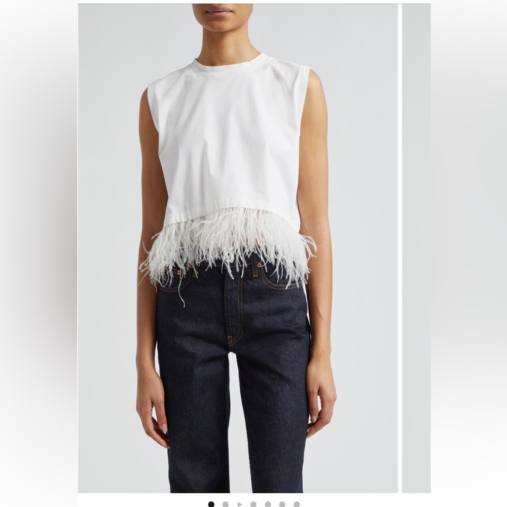 Cinq à Sept Feather Trim Crop Top